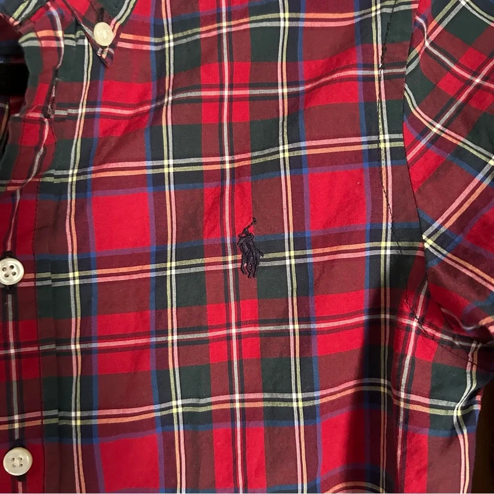 Ralph Lauren Tartan Plaid Cotton Button Down Shirt Medium 10-12